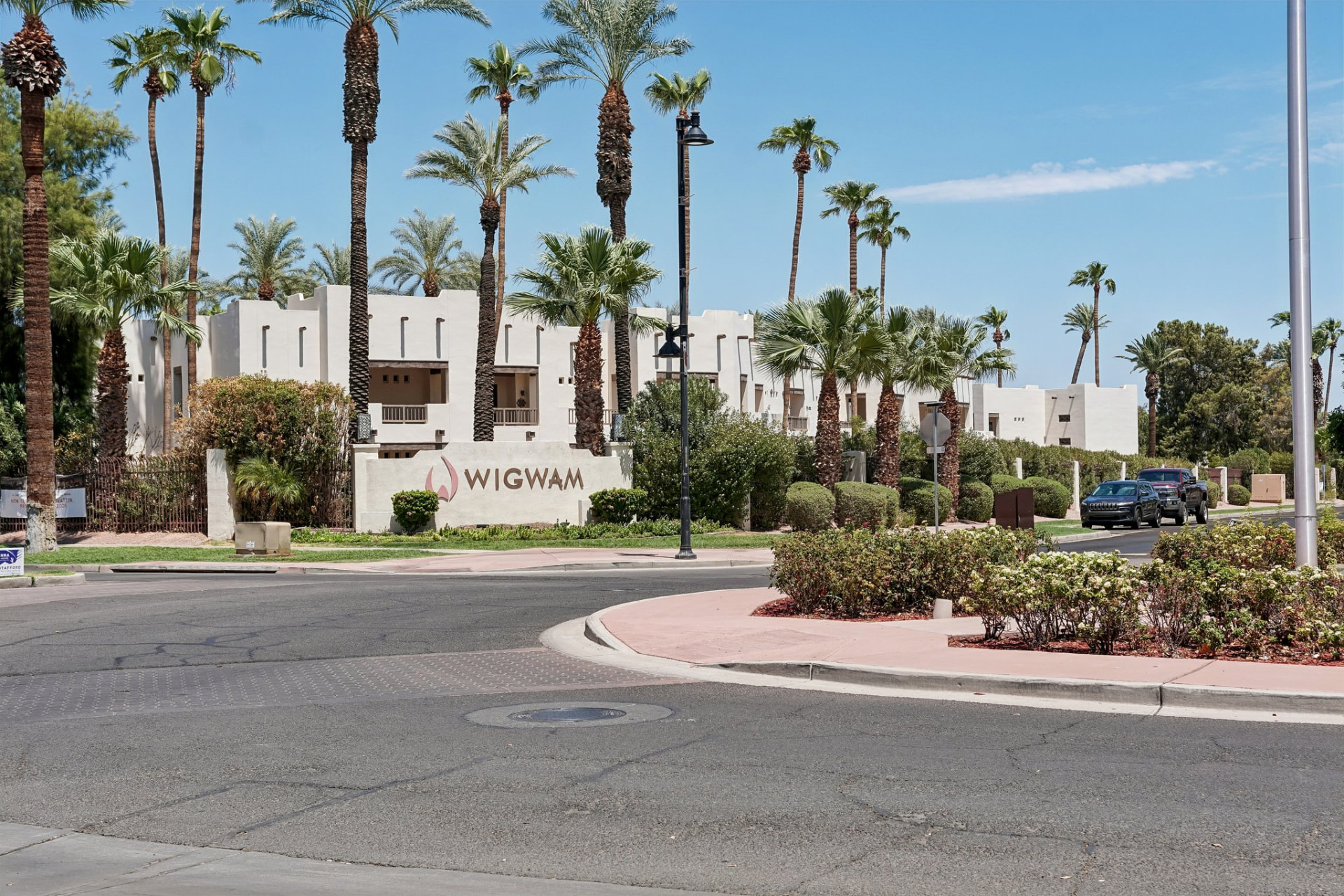 The Wigwam Resort entrance under the palms